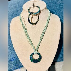 Elegant Green and Blue Chicos Necklace and Earring Set
